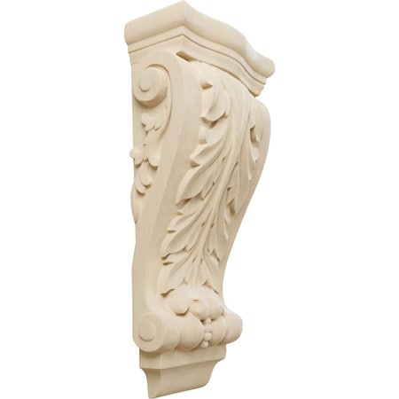 Ekena Millwork 6 1/4"W x 3 1/8"D x 13 1/2"H Medium Farmingdale Acanthus Pilaster Corbel, Rubberwood COR06X03X13FRRW